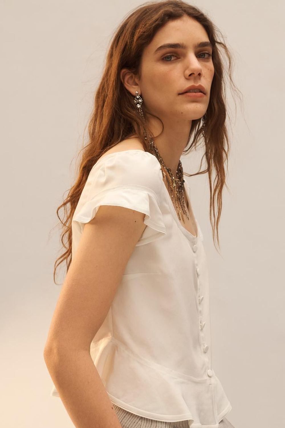 ZARA ТОП С КОРОТКИМИ РУКАВАМИ - LIMITED EDITION, ЦВЕТ ЛЬДА