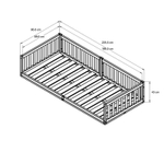 Кровать детская, 90х200, Буфалина, односпальная, с бортиком, из массива дерева с настилом, лак, Dipriz