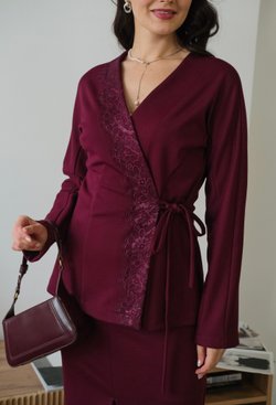 Кардиган из трикотажа джерси бургунди