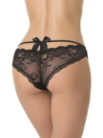 Сексуальные трусики с кружевом и атласным бантом сзади (Размер: M) (Цвет: черный)