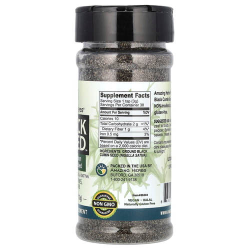 Amazing Herbs, Black Seed, молотые семена черного тмина премиального качества, 113 г (4 унции)