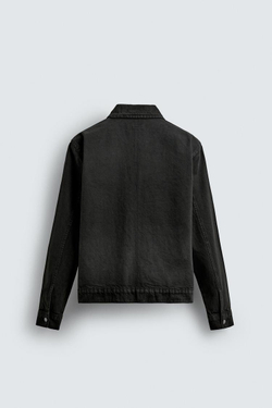 ZARA ДЖИНСОВАЯ КУРТКА-РУБАШКА НА МОЛНИИ, ЗЕЛЕНЫЙ