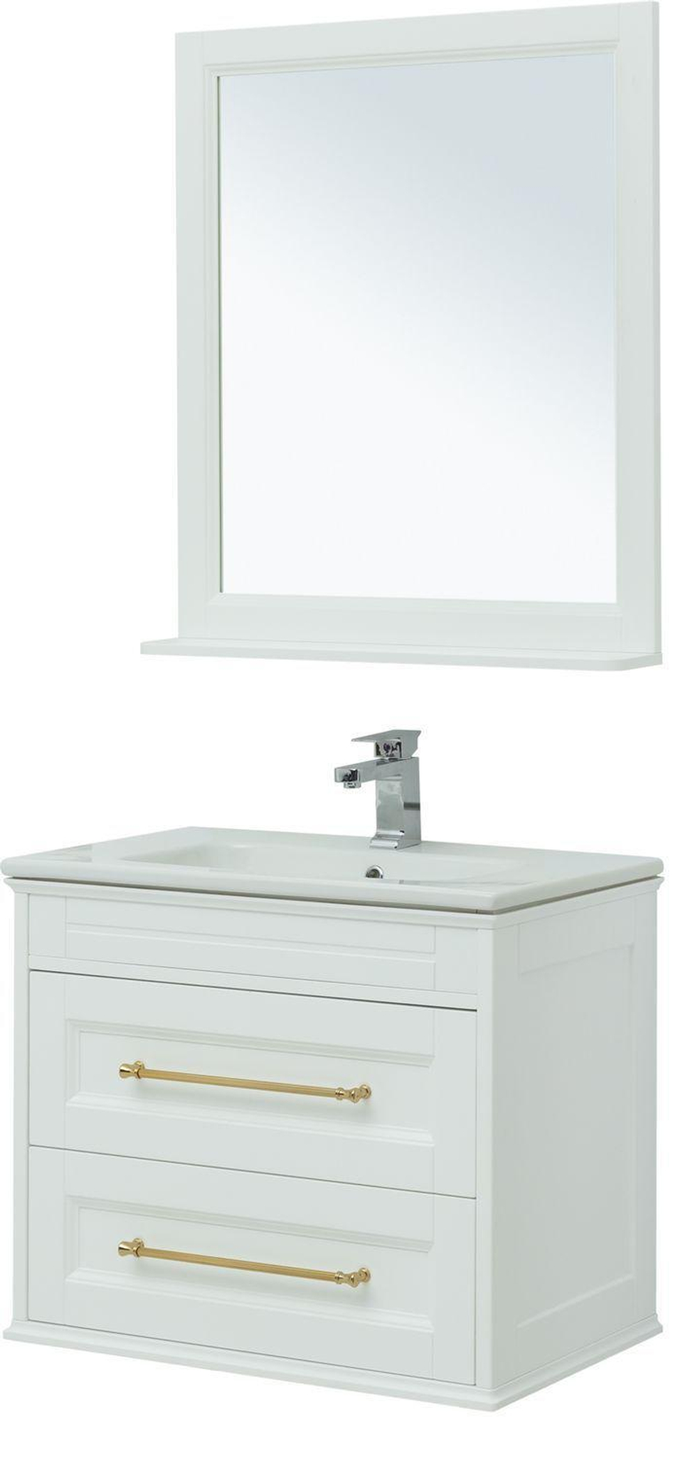 Мебель для ванной Aquanet Бостон М 80 белый (ручки золото, раковина Эйфория)