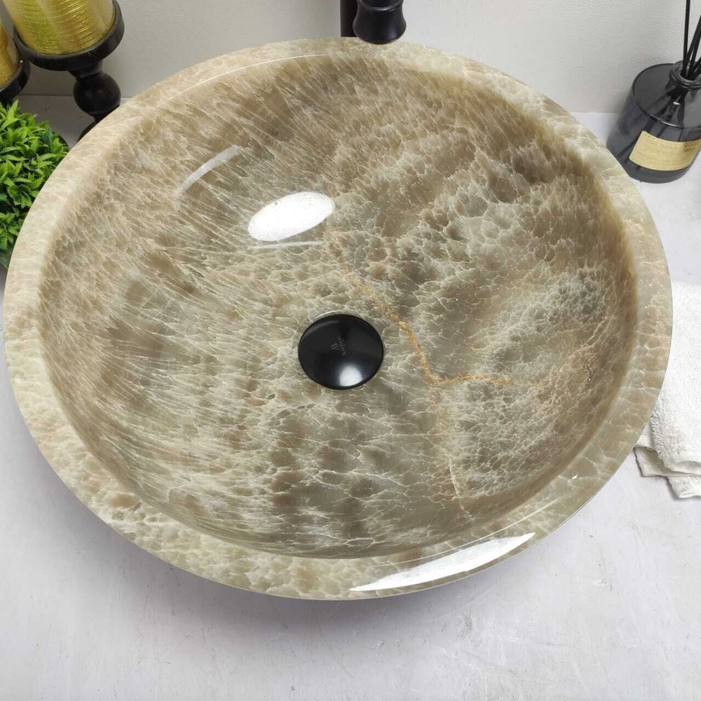 Каменная раковина из оникса Bowl Grey Small BO-00581 (1.9см) (40*40*15см)