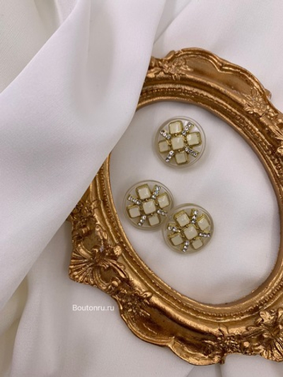 Пуговицы Бежевые Эмаль Прозрачные 18 мм