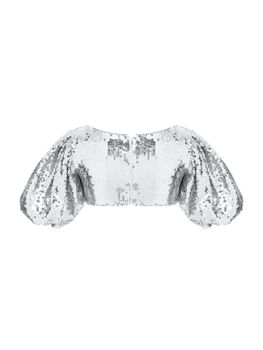 Укороченный топ из пайеток с объемными рукавами
