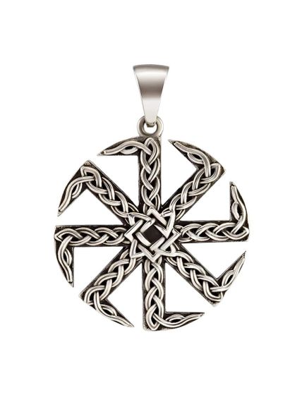 Купить кулон из серебра Коловрат со звездой Руси с доставкой. Фото на белом фоне.