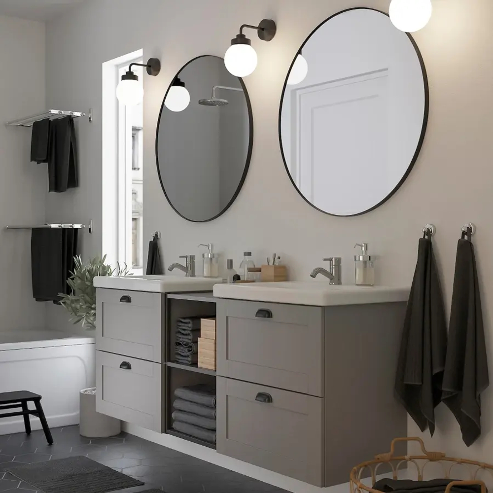 Комбинация для ванной - IKEA ENHET, 164х43х65 см, серый/антрацит, ЭНХЕТ ИКЕА