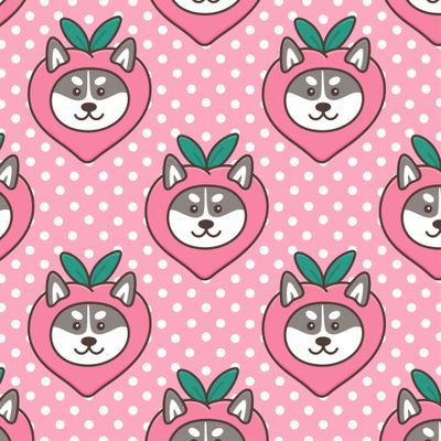 Собака хаски фрукт персик