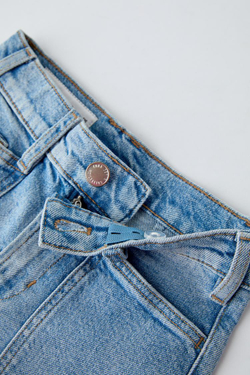 ZARA ДЖИНСОВЫЕ ШОРТЫ С ВЫСОКОЙ ПОСАДКОЙ, СИНИЙ