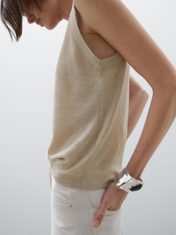 Massimo Dutti Топ из 100% льна, светло-зеленый