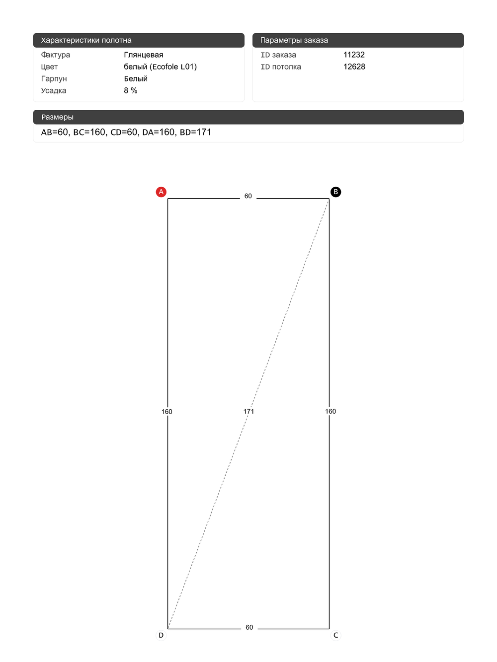 Глянцевый натяжной потолок 1 м2