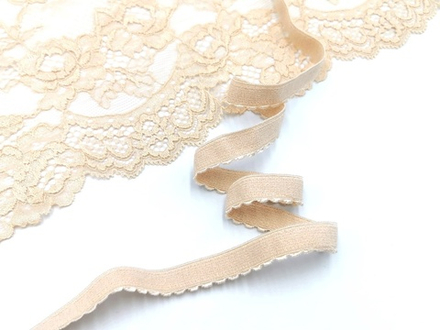 Отделочная резинка с фестонами, 12 мм, бежевый, (Арт: OTR641/12A-126), м