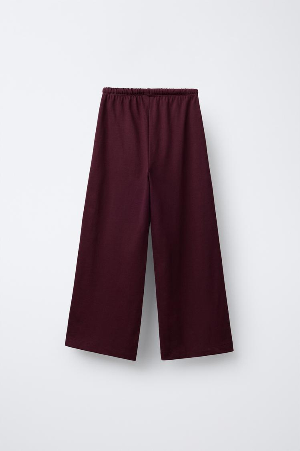 ZARA БРЮКИ WIDE LEG ИЗ ПЛОТНОЙ МЯГКОЙ ТКАНИ С ВЫШИВКОЙ, БУРГУНДИ