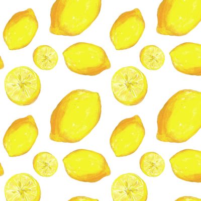 Яркие лимоны на белом фоне. Lemons pattern.