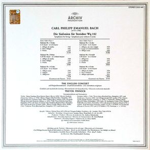 The English Concert, Trevor Pinnock / Carl Philipp Emanuel Bach: Die Sinfonien Für Streicher WQ 182 (LP)