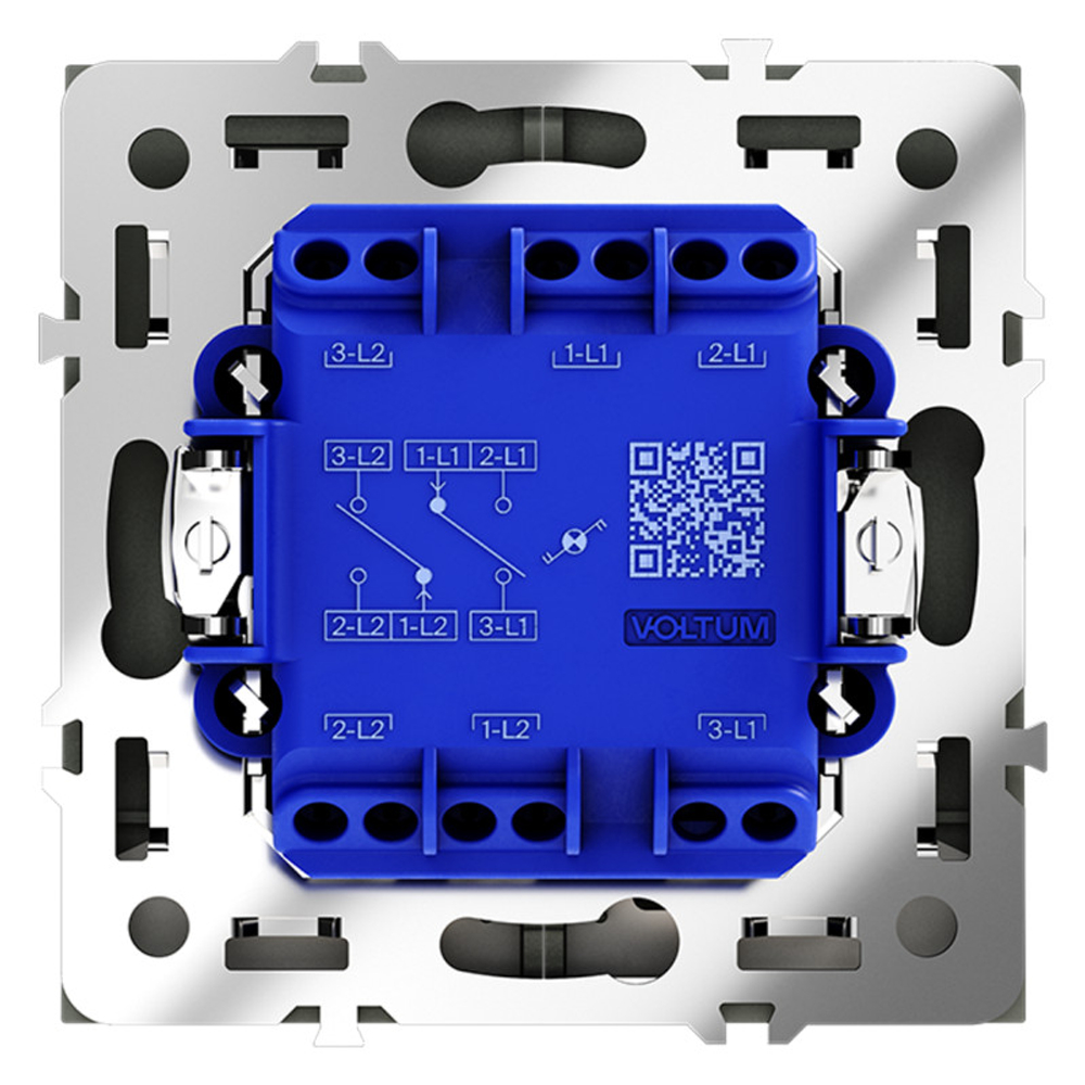 Проходной переключатель встраиваемый VOLTUM S70 двухклавишный с подсветкой 10А, (графит)