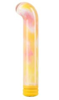 Желтый компактный вибратор из стекла Magic Cane - 12 см.