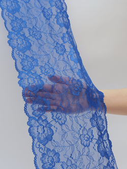 Эластичное кружево васильковое (ярче резинок ультрамарин) ширина 20 см