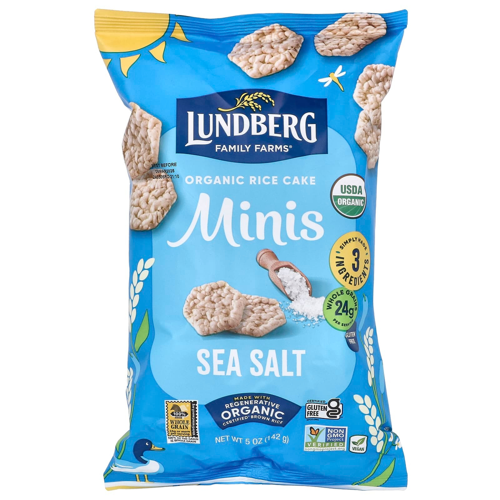 Lundberg, Органический рисовый торт Minis, морская соль, 142 г (5 унций)
