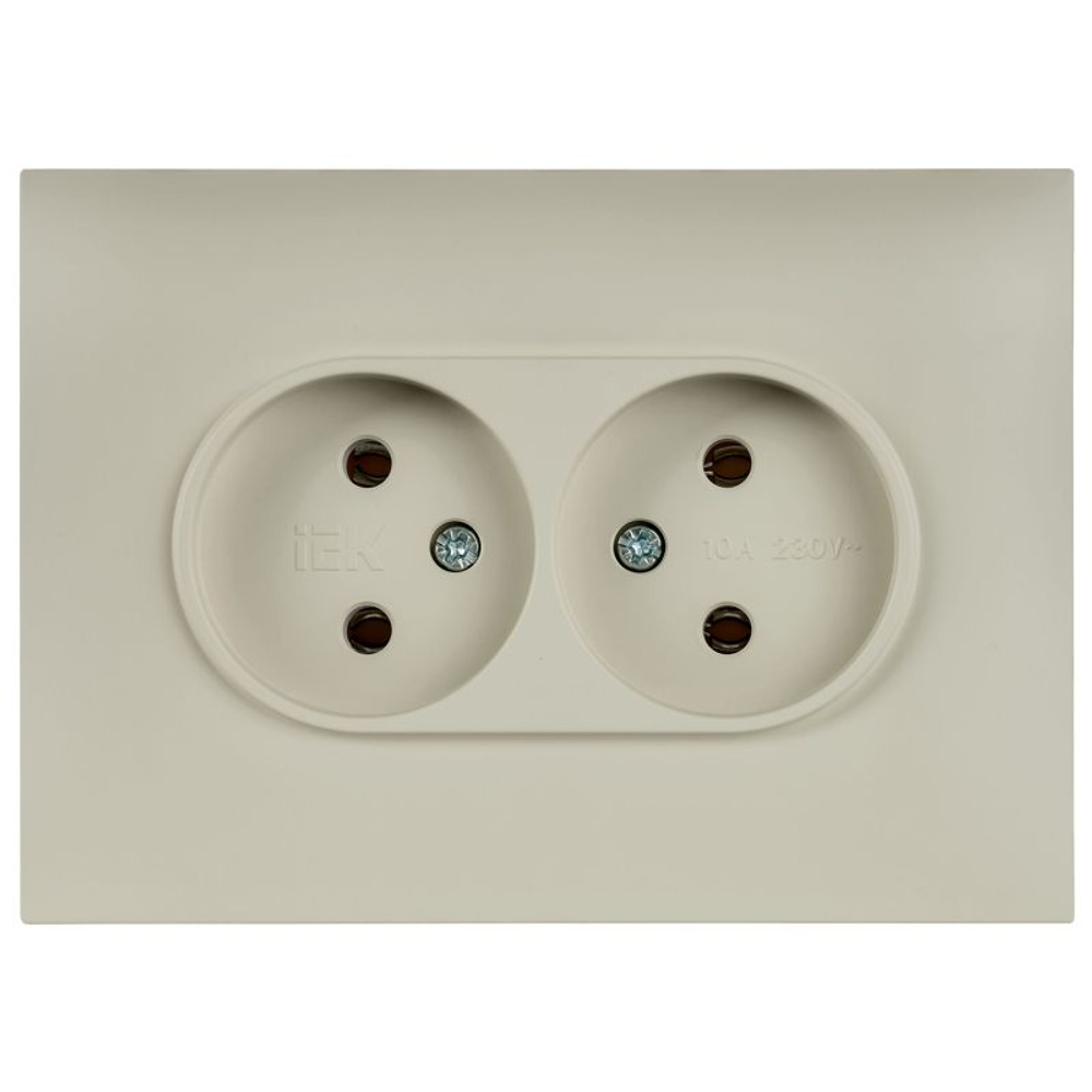Розетка 2-м SKANDY 10А без заземл. без защ. шторок в сборе SK-R10B беж. IEK SK-R20-10-K10-F