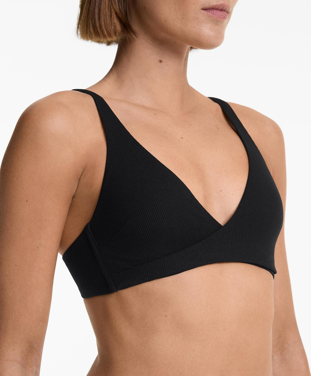 OYSHO Топ бикини халтер из ткани пике на запахе, черный