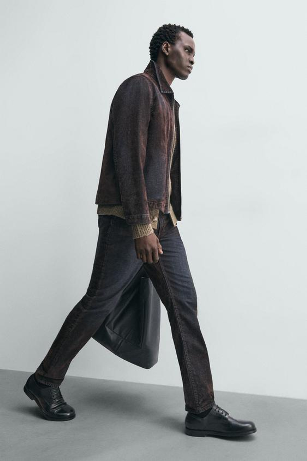 ZARA ДЖИНСЫ RELAXED FIT С ФЛОКИРОВАНИЕМ ПОД БАРХАТ, КОРИЧНЕВЫЙ