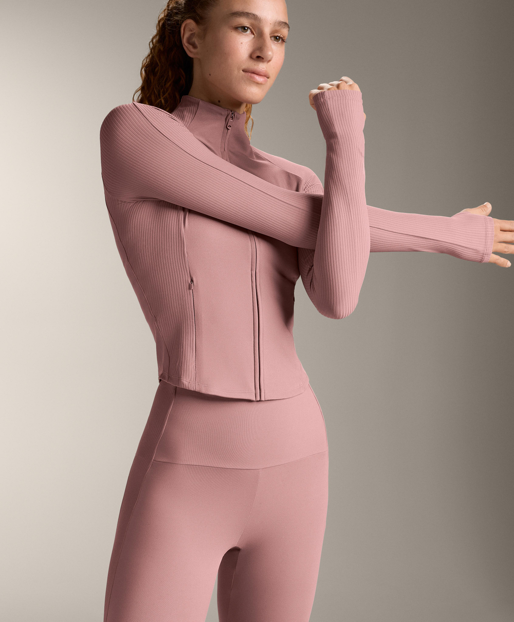 Oysho Высокотехнологичная куртка в рубчик, нежно-розовый