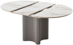 Стол АДАЖИО 115 КРУГЛЫЙ GILT WHITE, керамика / Латте каркас М-City