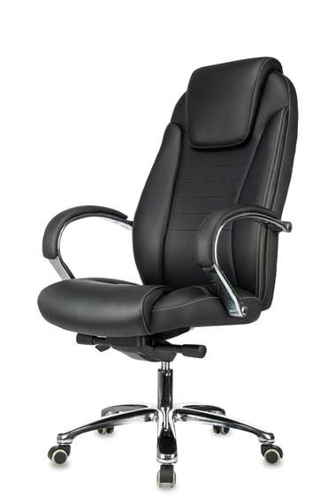 Кресло руководителя Бюрократ T-9923SL черный кожа крестов. металл хром