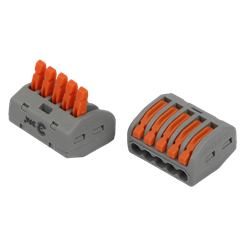 Клемма ЭРА NO-225-423 универсальная 222-415 с рычагами 5-проводная 0.08-2.5/4 мм2 (упаковка 2 шт.)
