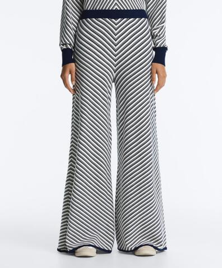 OYSHO Трикотажные брюки с широкими штанинами в диагональную полоску, темно-синий