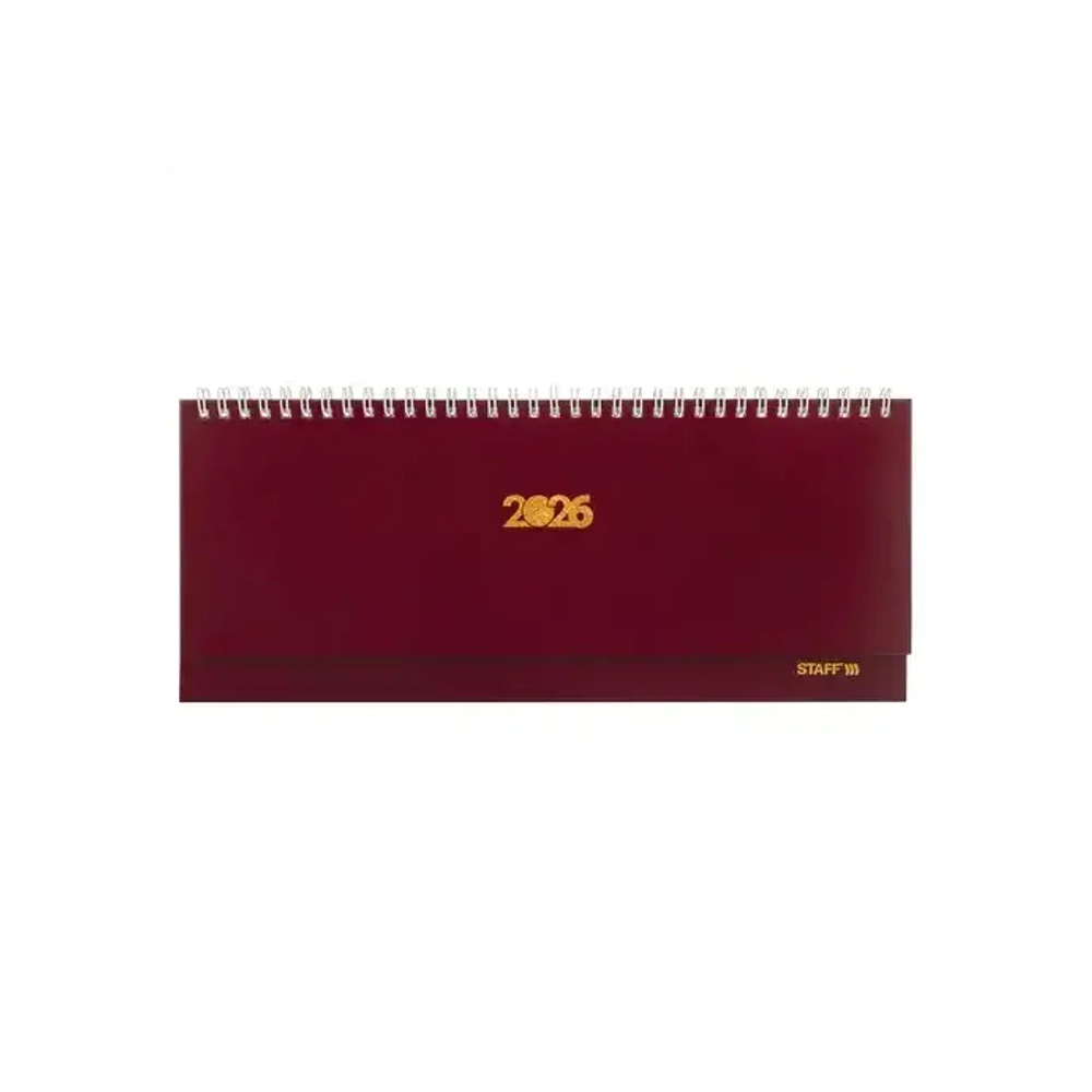 Планинг датированный 2026 300х130 мм, STAFF, гребень, обложка бумвинил, 64 л., бордовый, 117359