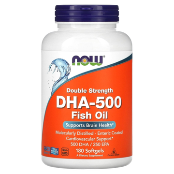 Now Foods DHA-500 mg 180 softgels, ДГК-500, Рыбий жир