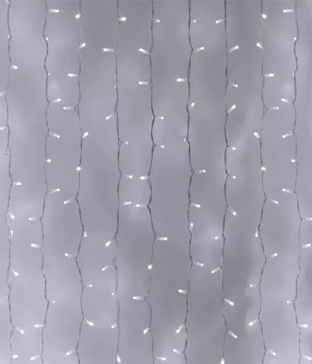 Светодиодный занавес 1*9 м., 220В., 900 холодных белых LED ламп, прозрачный ПВХ, Laitcom (PCL901BL-10-2W)