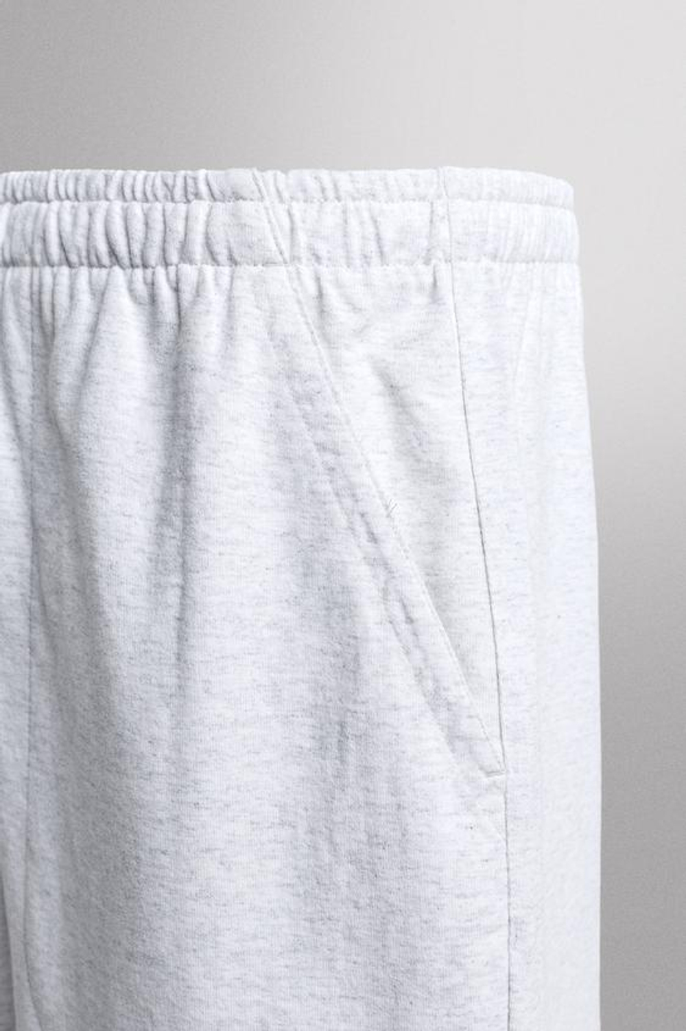 ZARA ДЖОГГЕРЫ-ШОРТЫ ИЗ ХЛОПКА, СЕРЫЙ МЕЛАНЖ