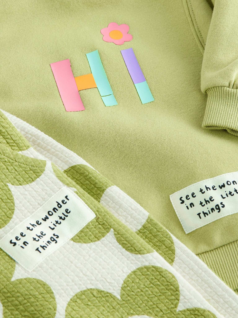 Толстовка с капюшоном и брюки в комплекте для девочки Next E54-954, Салатовый, Белый