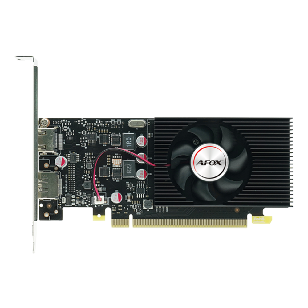 Видеокарта AFOX NVIDIA GeForce GT1030, 2Гб GDDR5, 64 бита, LP, Retail, PCIe3.0, 1xFAN, 1-SLOT, 30Вт, HDMI, DP (AF1030-2048D5L5-V4)