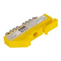 Шина нулевая 8 отверстий, изолятор на DIN-рейку желтый 6х9 мм