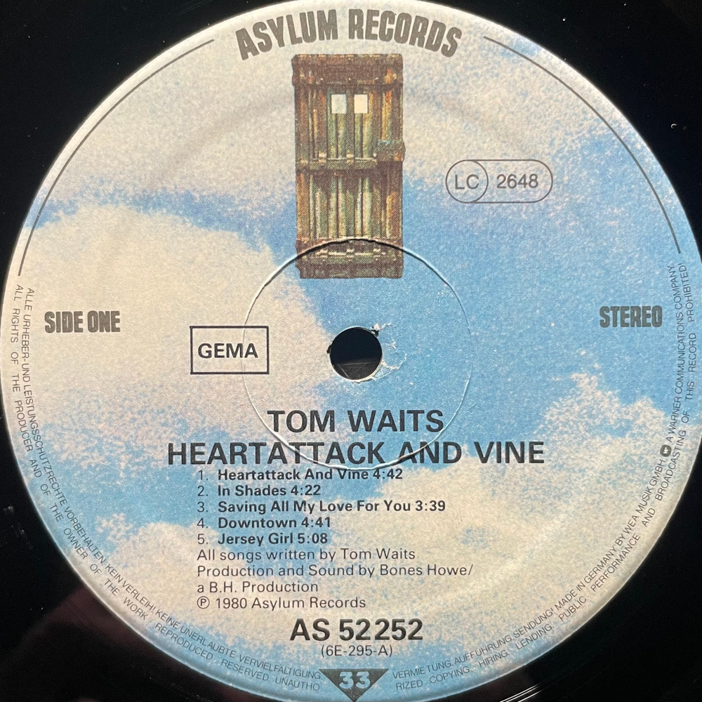 Tom Waits ‎– Heartattack And Vine (Германия 1980г.)
