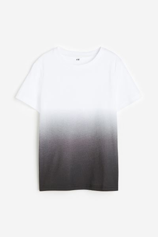 H&M Хлопковая футболка, белый/черный