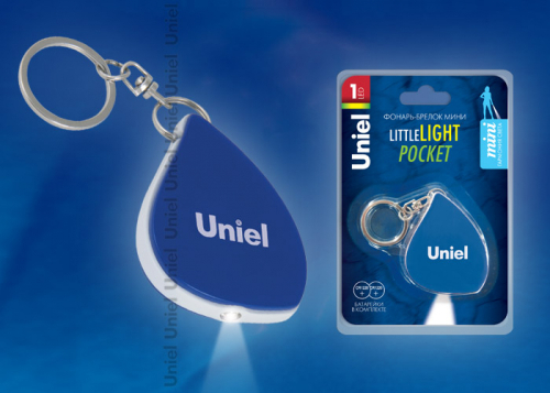 S-KL016-C Blue Фонарь-брелок Uniel серии Стандарт «Little light – pocket», пластиковый корпус, 1 LED, упаковка — кламшелл, 2xCR1220 в/к, цвет — синий