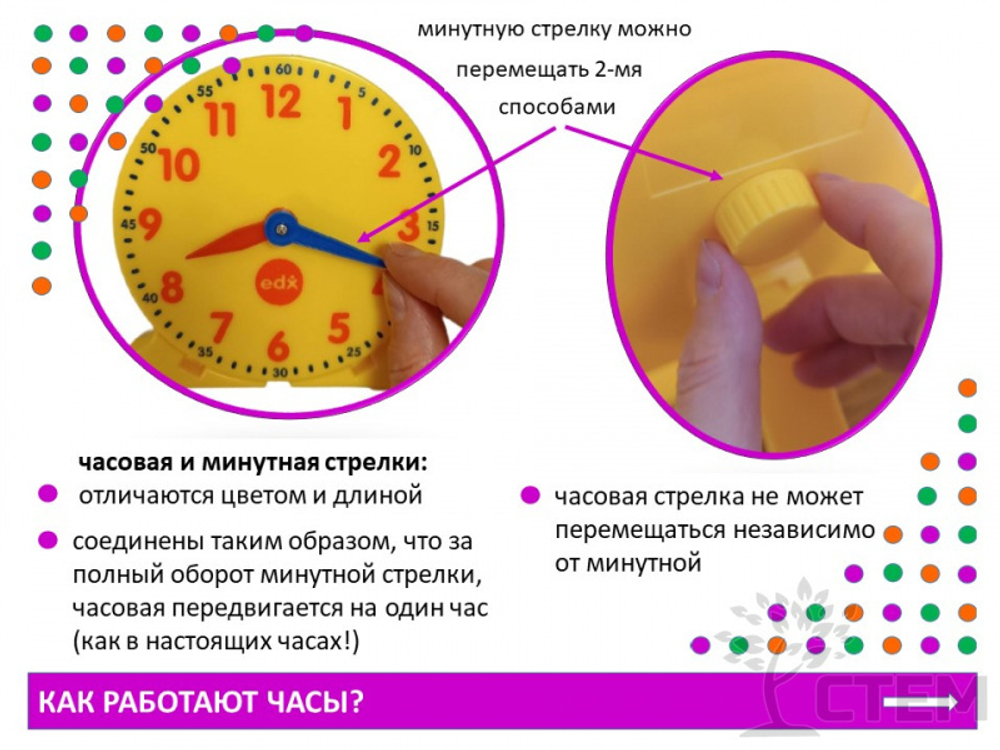 Изучаем время. Набор для группы. (1 большие часы и 24 малых)