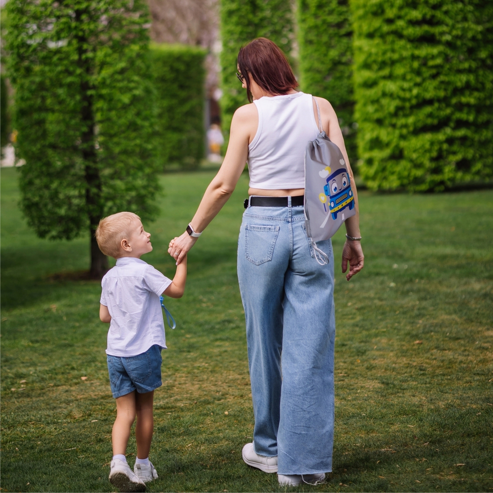 Мешок в садик 33х40, Машинка (серый)