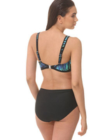 Раздельный купальник: принтованный лиф и высокие плавки (Размер: D/M) (Цвет: синий с черным)