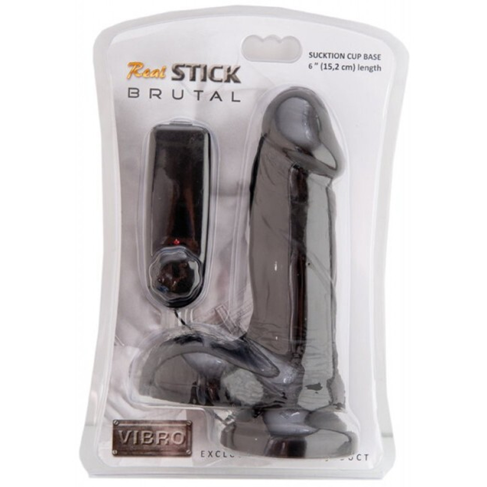 Черный вибратор реалистик на присоске Real Stick 6'' (Цвет: черный)