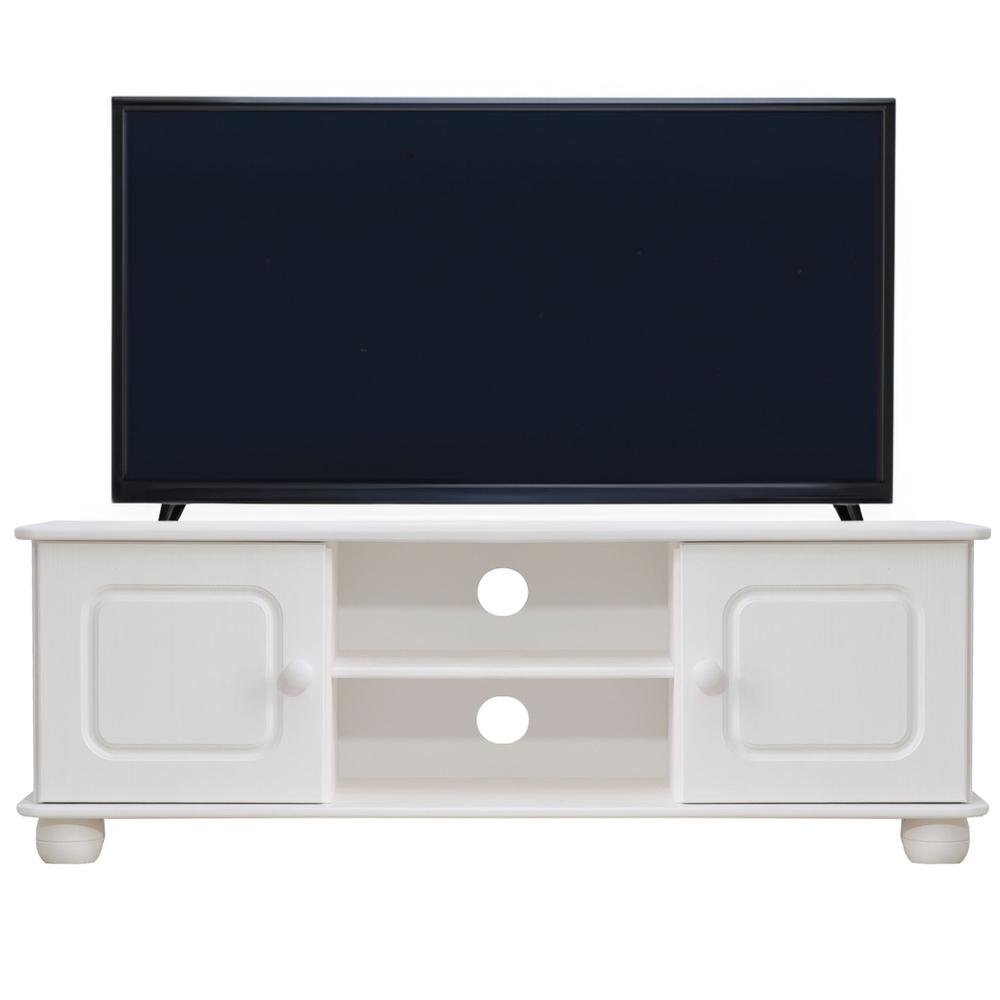 Тумба под телевизор из сосны Хаба 2 двери, 115х29х40, белая