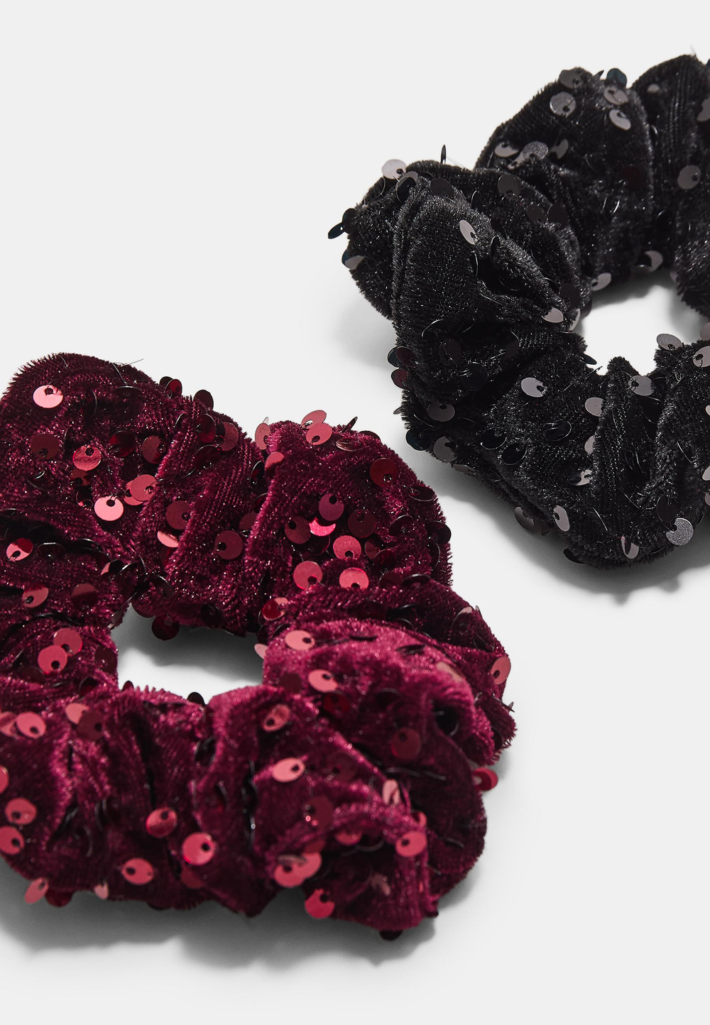 STRADIVARIUS Набор из 2 бархатных резинок для волос с пайетками, черный