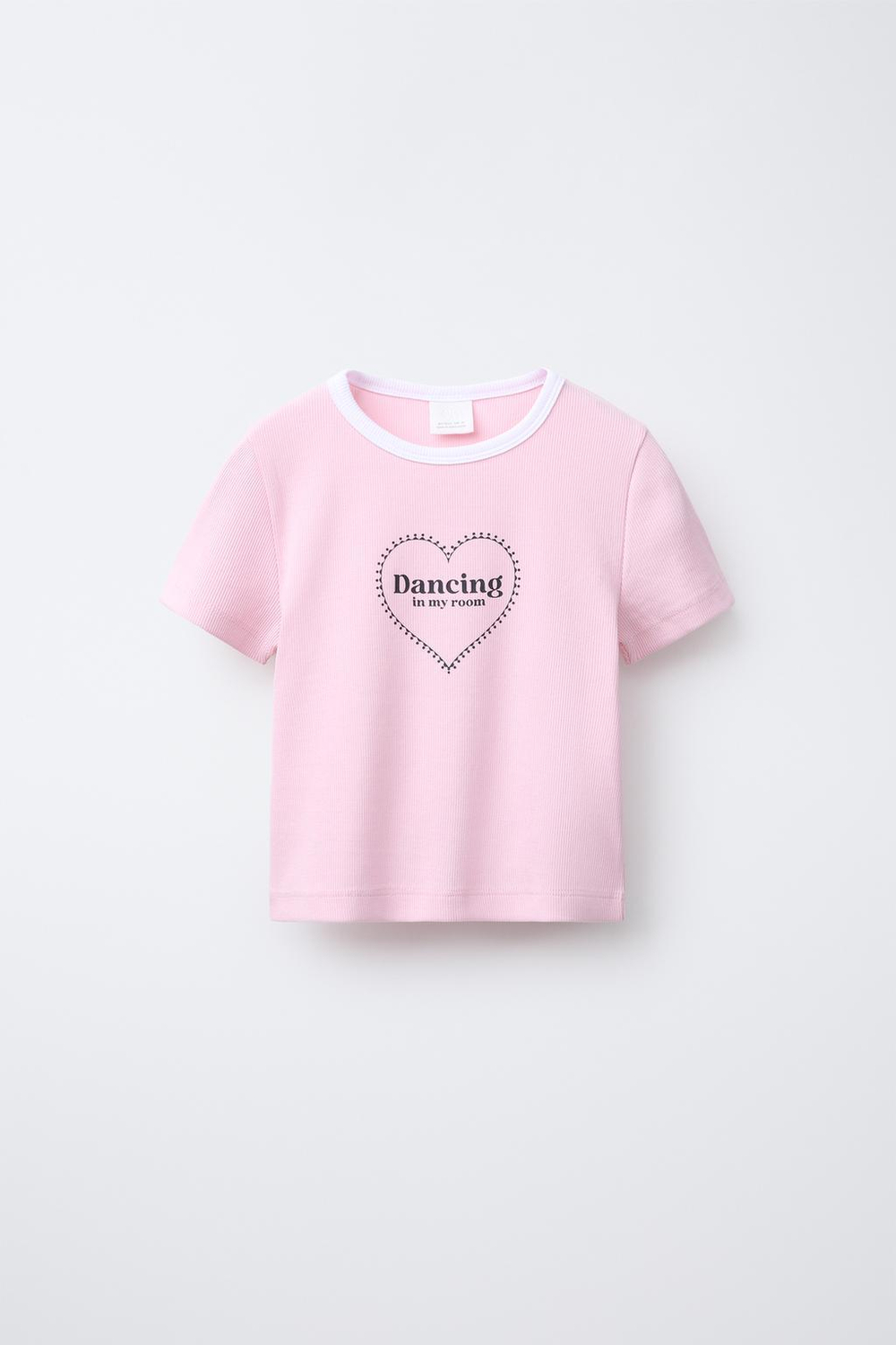 ZARA ФУТБОЛКА В РУБЧИК С КОНТРАСТНОЙ НАДПИСЬЮ, РОЗОВЫЙ