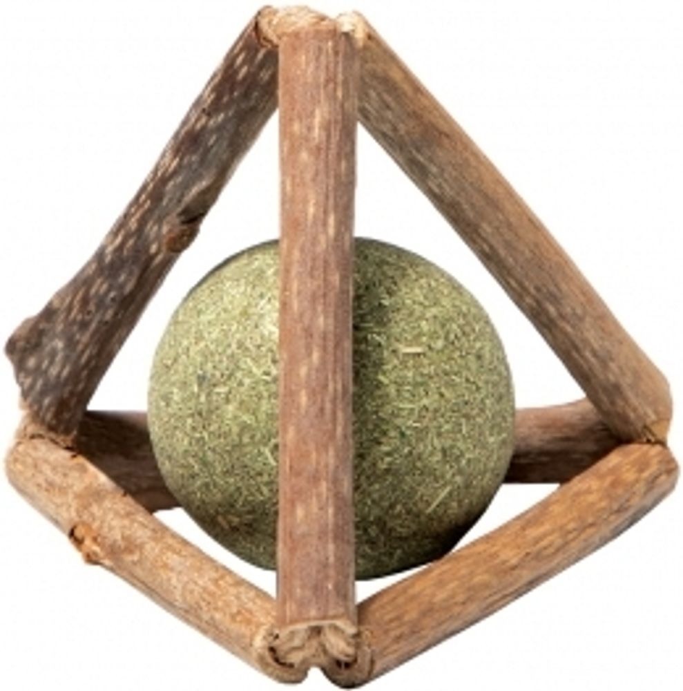 Triol, серия Natural, игрушка Треугольник для кошек, с кошачьей мятой, сизаль/мататаби, коричнево-оливковая, 5x5x5 см